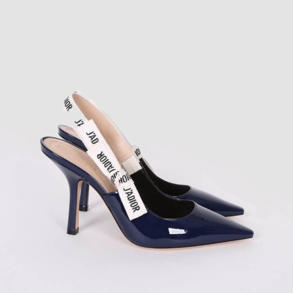 J'Adior Slingback Pump Black Patent Calfskin size 37.5